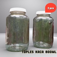 Toples 800ml toples kaca 2 pcs tutu plastik putih stoples cery mini