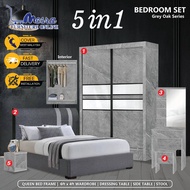 MESRA - QUEEN 4 Ft Sliding Bedroom Set /Set Bilik Tidur/Almari Baju/Katil Queen/Bedroom Set