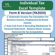 VL Tax Computation Excel Template Form B Financial Stmt & Bookeeping Auto Calculate 2024 / 2025 Busi