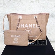 Chanel 奶茶色 Deauville Shopping Tote Shopping Bag 沙灘包沙灘袋購物包購物袋