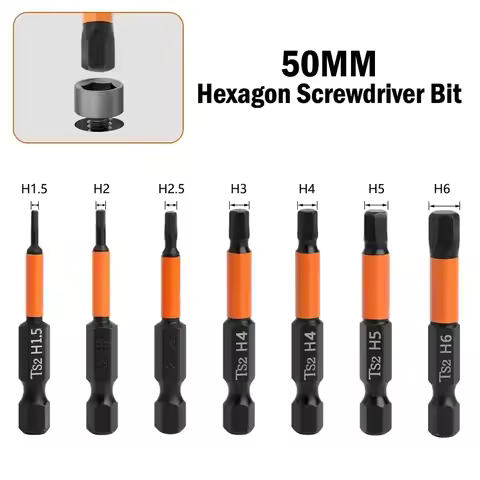 50mm Magnetic Hex Shank Screwdriver Bit H1.5 H2.5 H3.0 H4 H5 H6 Quick-Change Impact Driver Power Dri