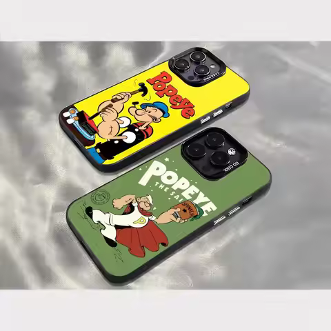anime-P-Popeye-E Phone Case For iPhone 17 16 15 14 13 12Pro Max Air multicolor Matte Laser Metallic 