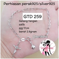 925 SILVER ROSARY CROSS HANGING BRACELET WITH WHITE GOLD PLATED GTD 259 GTD 260