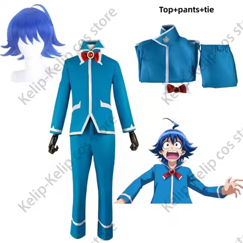 Anime Welcome To Demon-School, Iruma-kun Suzuki Iruma Cosplay Costume Wig Blue School Uniform Coat M
