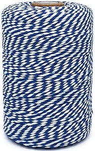 Leecogo Bakers Twine String Royal Blue and White Cotton Twine 656 Feet Butchers Twine for Gift Wrapp