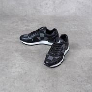 Sepatu LOUIS VUITTON LV RUN AWAY FUZZY DAMIER BLACK LEATHER SNEAKER 100% ORIGINAL