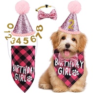 Pet Birthday Party Decorations Dog Birthday Hat Bandana Collar for Cat and Dog Birthday Supplies