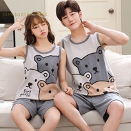 Summer Short Sleeved Sleepwear Casual Couple Pajama Sets For Women Men Cotton Cartoon Pajamas Pijama