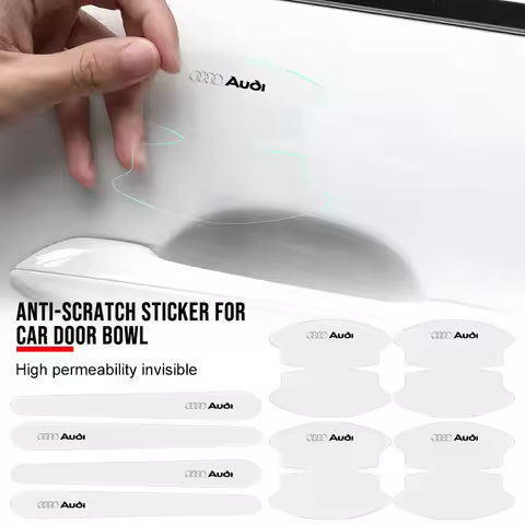 8pcs Transparent Car Door Handle Wrist Bowl Trim Stickers For Audi C7 C6 C5 B5 B6 B7 B8 B9 D3 Q3 Q5 