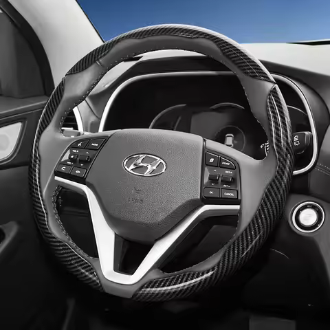Suitable for Hyundai Carbon Fiber Texture Steering Wheel Cover with Segmented Quick-Release Design, 