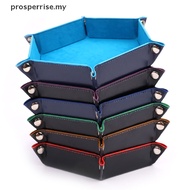 [prosperrise] Foldable Dice Tray Box PU Leather Folding Hexagon Coin Square Tray Dice Game [MY]