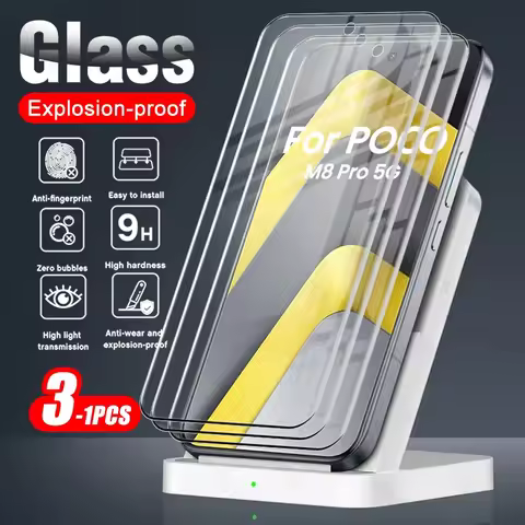 3-1Pcs 9D Curved Tempered Glass Screen Protector For Poco M8 Pro 5G Protective Glasses Little Poko M