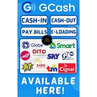 Gcash Cash-in Cash-out Rates signage