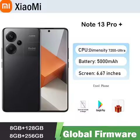 Global firmware Xiaomi Redmi Note 13 Pro + 5G Smartphone 120Hz 1.5K Curved Display 200MP Camera used