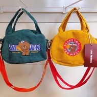 line friends brown 熊大 兔兔 棒球帽 實用袋 手提袋 燈芯絨 收納袋 雜物袋 旅行袋 斜咩袋 公仔 禮物 送禮