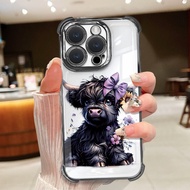 cute Highland cattle 02 design Plating Phone Case For IPhone 17 16 15 14 13 12 11 Pro XS Max Plus X 
