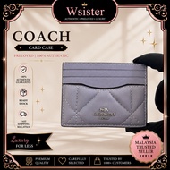 Wsister Coach Slim Id Card Case With Puffy Diamond Quilting in Mist CJ52 Purple Card Case women mini