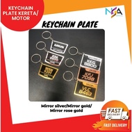 Keychain no plate kereta Key chain kunci nombor motor Custom Gold Silver