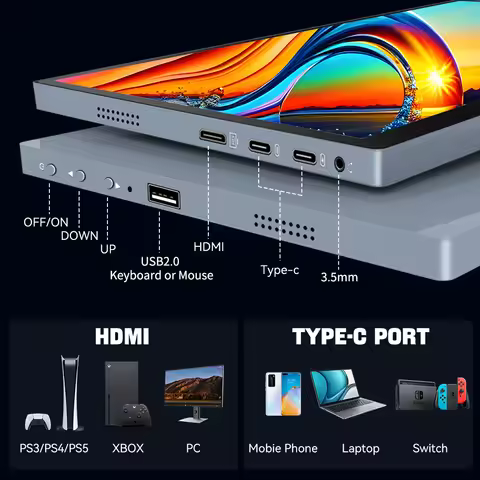 2K 4:3 Portable Monitor Touch Screen 9.7″ 2048X1536 HD Extension Monitor for Raspberry Pi XBox PS4 /