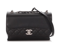Chanel Small Black Part-Quilted Lambskin Tramezzo Flap Bag Silver Hardware, 2016