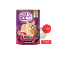 Cattycat  อาหารแมวแบบซองทูน่าเนื้อแดง สำหรับ แมวโต/ลูกแมว 80gx12ซอง(โหล)