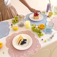 Ribbon and Scallop Embroidery Placemat by mnw.curated (Plate coaster with Ribbon Embroidery)