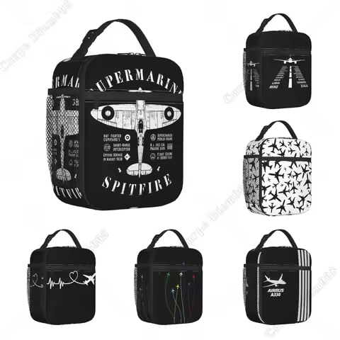 Supermarine Spitfire Insulated Lunch Bag Portable Fighter Plane WW2 War Pilot Aircraft Airplane Ther