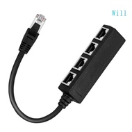 Will RJ45 Networking Splitter Cable 1 Male to 4 Female RJ45 Ethernet Cable Splitter Networking Adapt