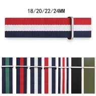 【Free Tools】Multicolor Band Nato Nylon Watch Strap Watchbands Belt Metal Buckle Army Sport Watchband Mens 18mm 20mm 22mm 24mm Relojes Hombre