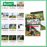 2026 Calendar January 2026 - December 2026 12 Monthly Planner Kung Fu Cat Wall Calendar for Home Off