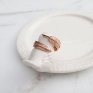 【手工客製銀飾】自由 | 羽毛 手工純銀玫瑰金戒指 | 大員囡仔