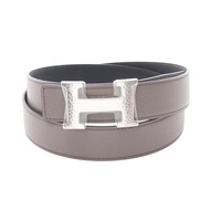 【二手】愛馬仕 Constance H 型皮帶，灰褐色，雙面真皮腰帶，男士，全新未使用