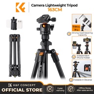 K&F Concept Lightweight Travel Tripod Compact/Flexible Vlog Tripod 63"/1.6m 17.64lbs/8kg Load with P