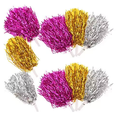 9Pcs Bright Color Cheerleading Pom Poms Cheerleader Props for Sports Events Dancing Competitions Par