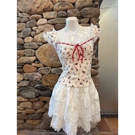 Coquette red floral blouse with lace