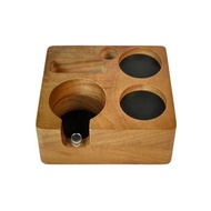 Adjustable Multifunctional Wooden Coffee Tamper Base Holder Accessories for Portafilters Powder Pres