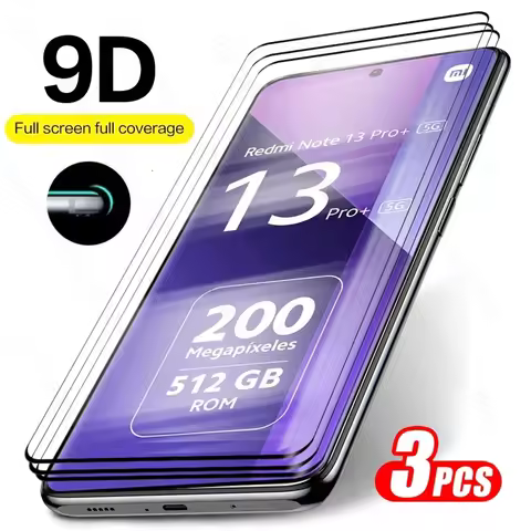 Redmy Note13 Pro+ 5G Glass 3PCS 9D Tempered Glass Screen Protector For Redmi Note 13 Pro Plus 5G Gla