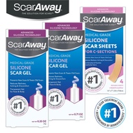 ScarAway Advanced Skincare Silicone Scar Gel | C-Section Hypertrophic and Keloid Scar Sheets Reusabl