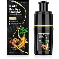 Black Hair Dye Shampoo for Gray Hair, Hair Colour Shampoo 3 in 1 for Women Men Grey Coverage (350 ml