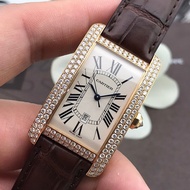 Cartier Tank W2609156Automatic Mechanical Men's Watch Behind Diamonds