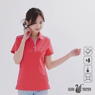 【遊遍天下】女款格紋抗UV吸濕排汗POLO衫(GS1014) L 桔紅