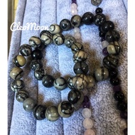 Natural Black Web Zebra Jasper 10mm Bracelet