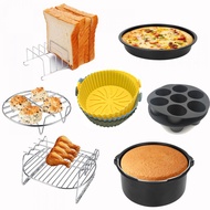 Air Fryers Oven Baking Tray Fried Chicken Basket Mat Silicone Cake Mould Round Grill Rack Pizza Pan Air Fryers Accessories
