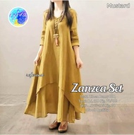 ZANZEA SET/SETELAN LONG TUNIK WANITA DAN SKIRT/ONE SET BLOUSE WANITA DAN ROK/LINEM RAMI IMPORT/LD110