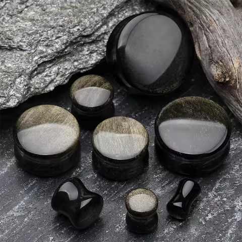 Black Natural Stone Double Flare Plugs Large Gauge Ear Plugs Ear Gauges Big Size Ear Expander Pierci