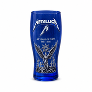 Metallica 45th Anniversary1981-2025  Embossed Blue Beer Glass Heavy Metal Rock Band Collectible Tumb