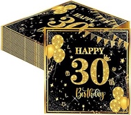 Pack of 40 Napkins 30th Birthday Man 33 x 33 cm Black Gold Paper Party Napkins Table Decoration for 