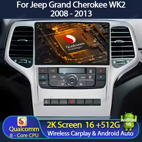Android 16 Car Radio For Jeep Grand Cherokee WK2 2008 - 2013 Qualcomm GPS NAVI Multimedia Stereo Vid