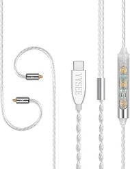 YYSEE Earphone Upgrade Cable,MMCX Earbuds Replacement Cord,4 Cores OFC Silver Plated Earphones Audio Adapter with Mic for Shure SE215 SE315 SE535 (mmcx,Sliver,Mic)