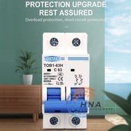 MCB AC 2P 10A 16A 20A 25A 32A 40A 50A 63A 2P 220V 50Hz TOMZN Circuit Breaker Solar PV Solar Panel